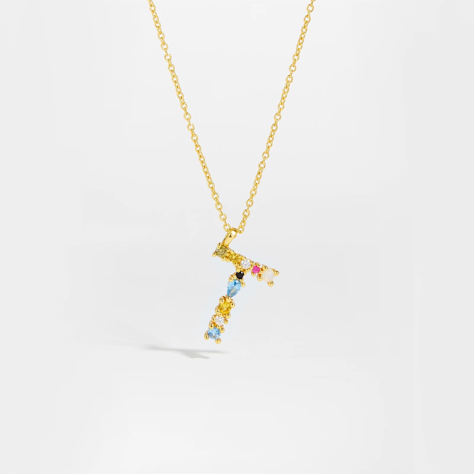 925 Sterling Silver Gold Letter M Pendant Initial F Alphabet Necklace Monogram Opals 2020 Women Accessories Jewelry - LEIDAI
