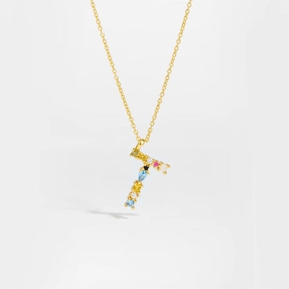 925 Sterling Silver Gold Letter M Pendant Initial F Alphabet Necklace Monogram Opals 2020 Women Accessories Jewelry - LEIDAI