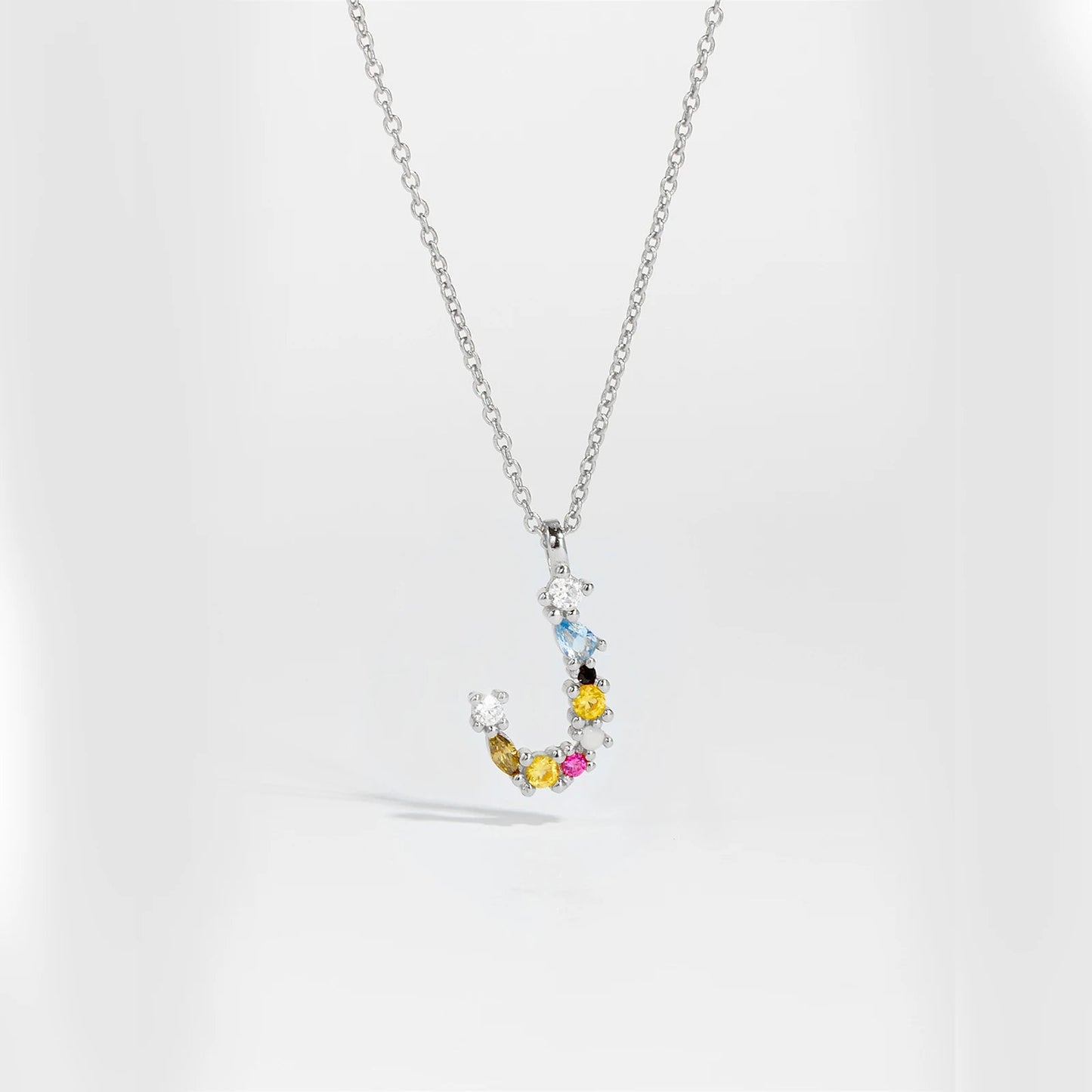 925 Sterling Silver Gold Letter M Pendant Initial F Alphabet Necklace Monogram Opals 2020 Women Accessories Jewelry - LEIDAI