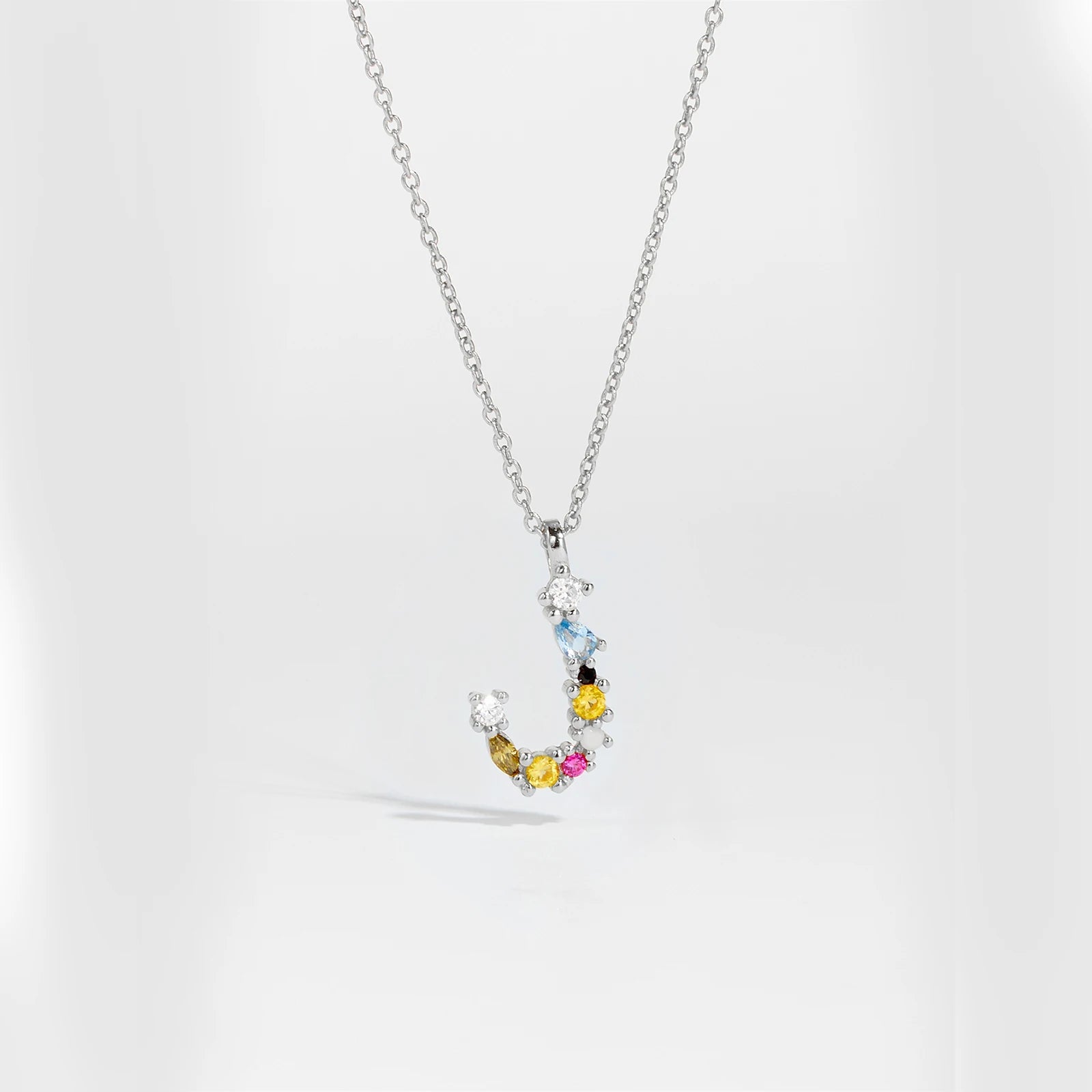 925 Sterling Silver Gold Letter M Pendant Initial F Alphabet Necklace Monogram Opals 2020 Women Accessories Jewelry - LEIDAI