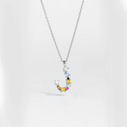925 Sterling Silver Gold Letter M Pendant Initial F Alphabet Necklace Monogram Opals 2020 Women Accessories Jewelry - LEIDAI
