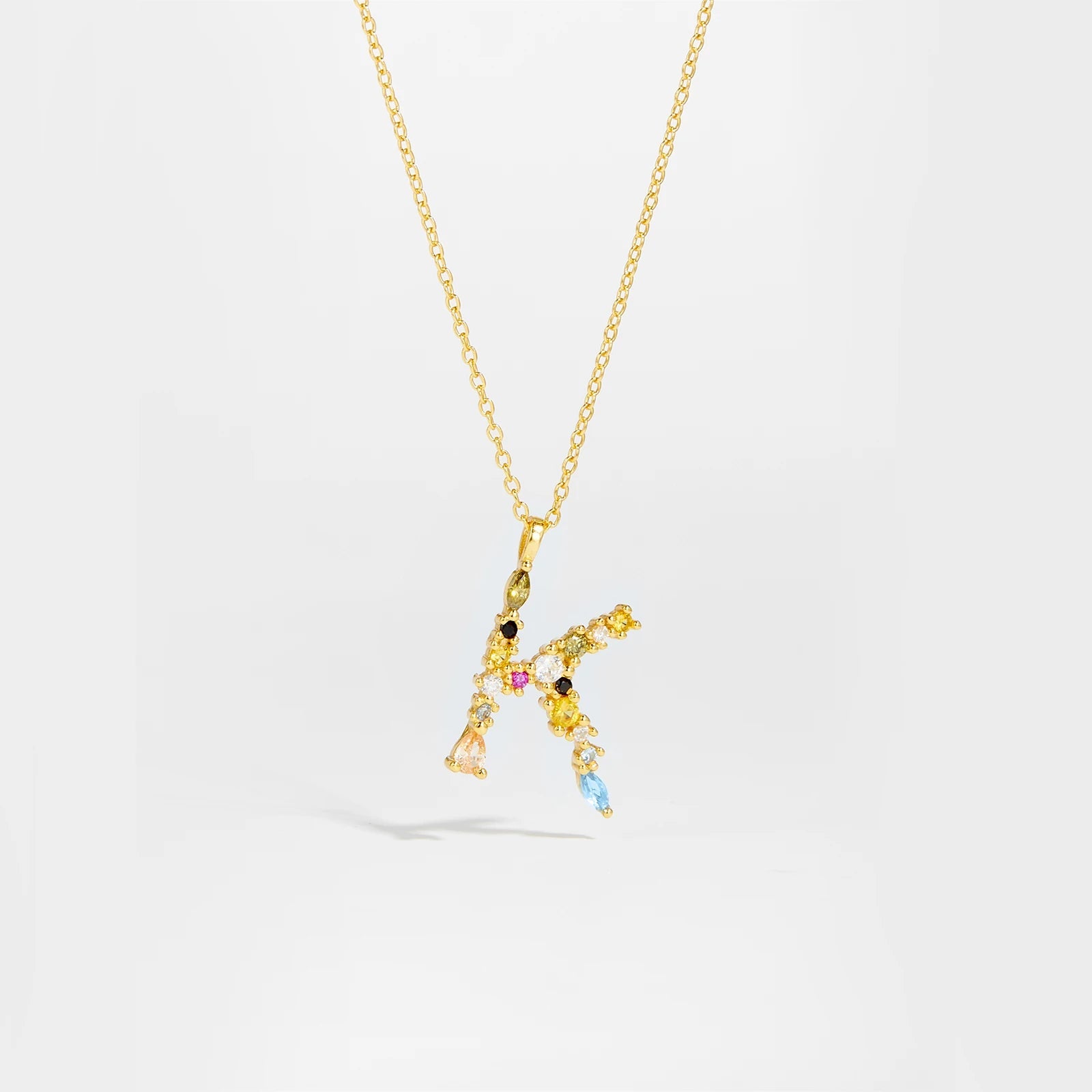 925 Sterling Silver Gold Letter M Pendant Initial F Alphabet Necklace Monogram Opals 2020 Women Accessories Jewelry - LEIDAI