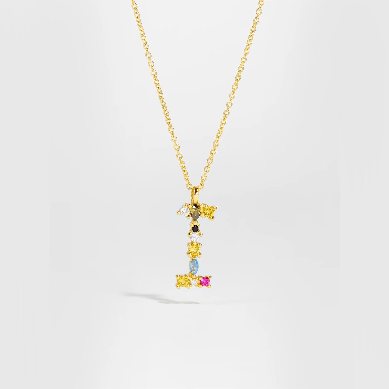 925 Sterling Silver Gold Letter M Pendant Initial F Alphabet Necklace Monogram Opals 2020 Women Accessories Jewelry - LEIDAI