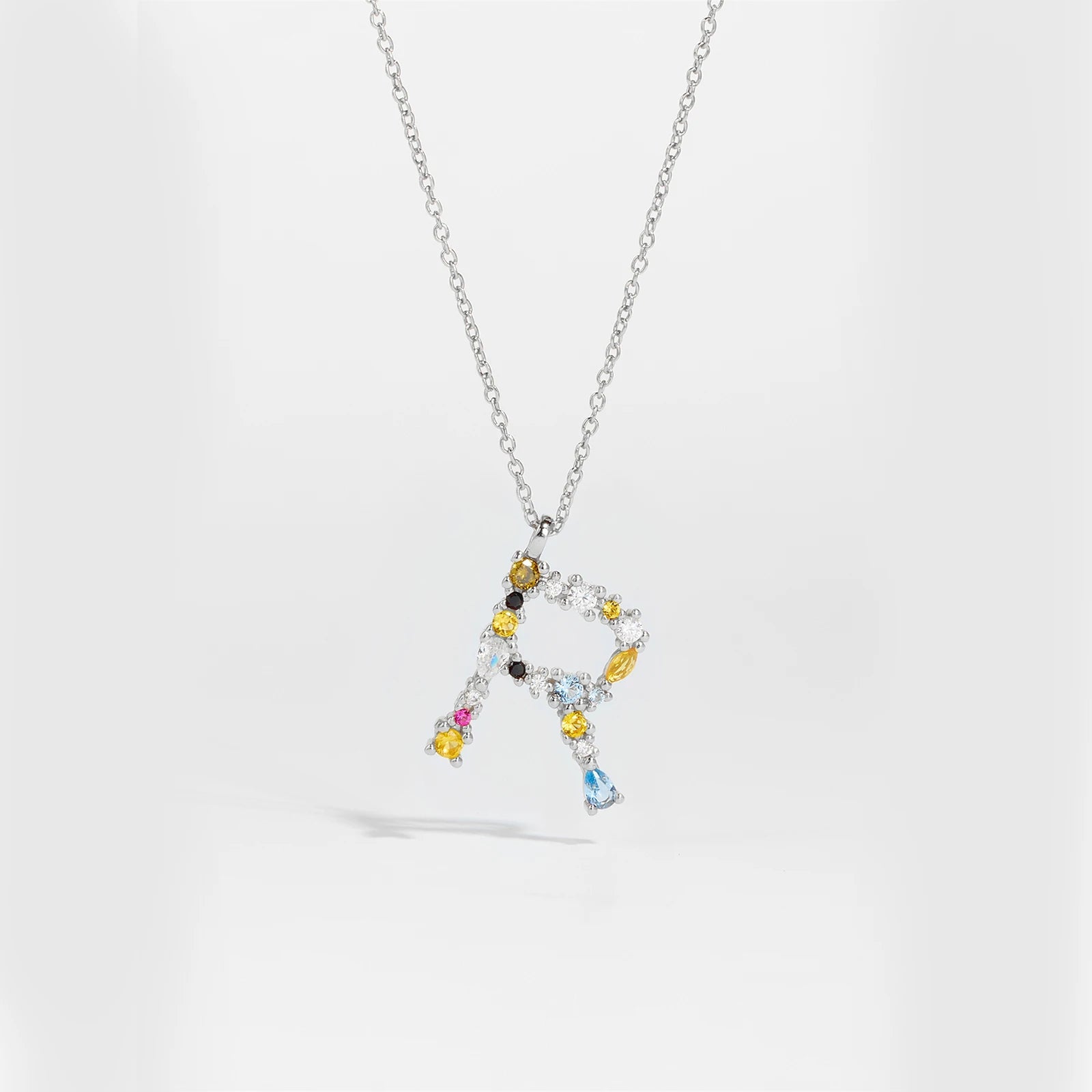 925 Sterling Silver Gold Letter M Pendant Initial F Alphabet Necklace Monogram Opals 2020 Women Accessories Jewelry - LEIDAI