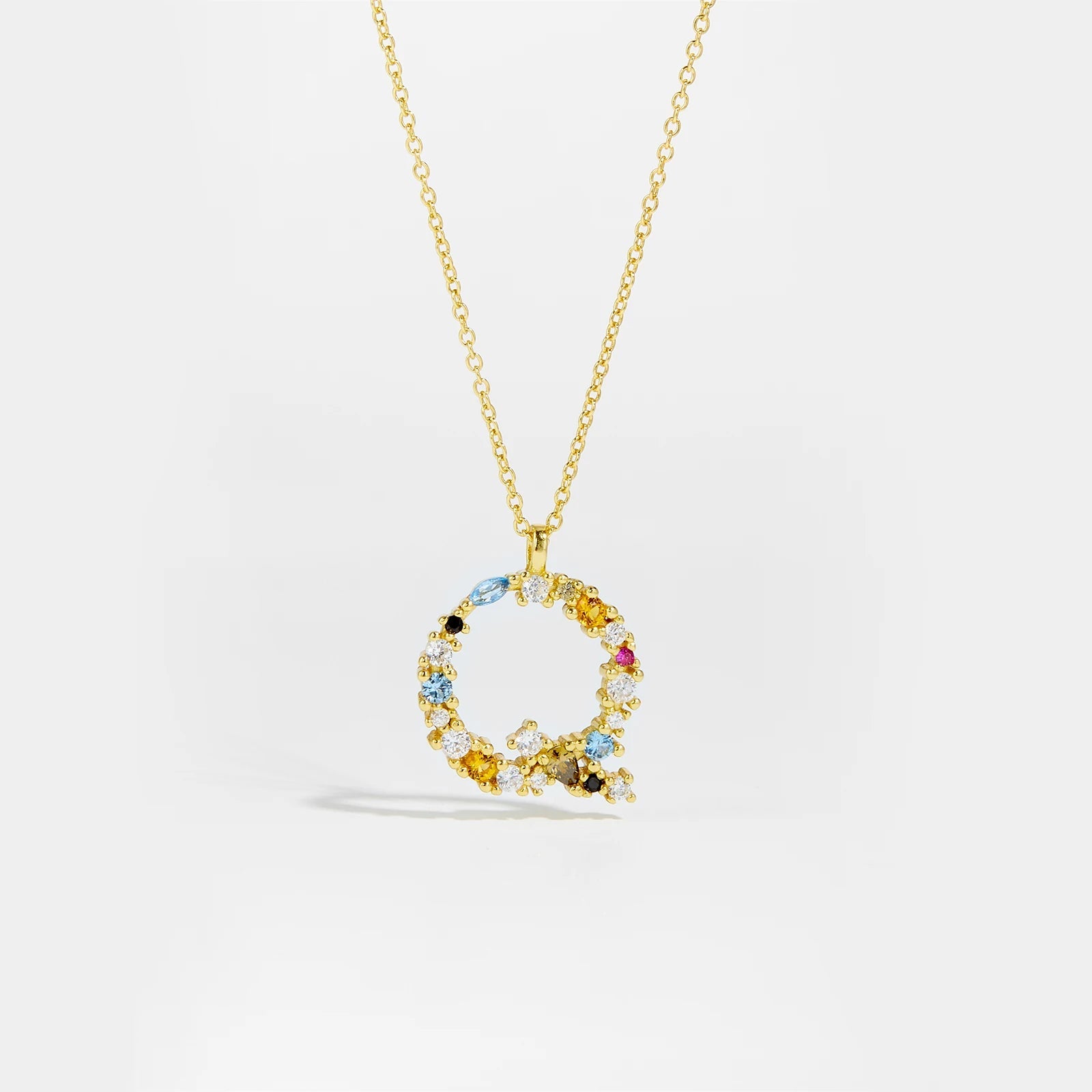 925 Sterling Silver Gold Letter M Pendant Initial F Alphabet Necklace Monogram Opals 2020 Women Accessories Jewelry - LEIDAI
