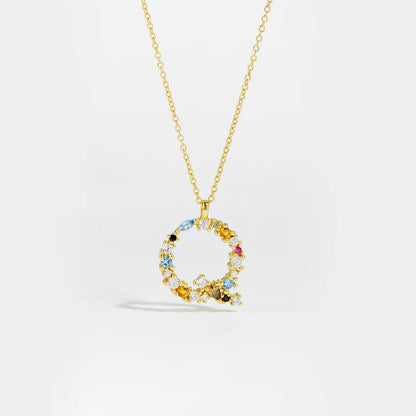 925 Sterling Silver Gold Letter M Pendant Initial F Alphabet Necklace Monogram Opals 2020 Women Accessories Jewelry - LEIDAI