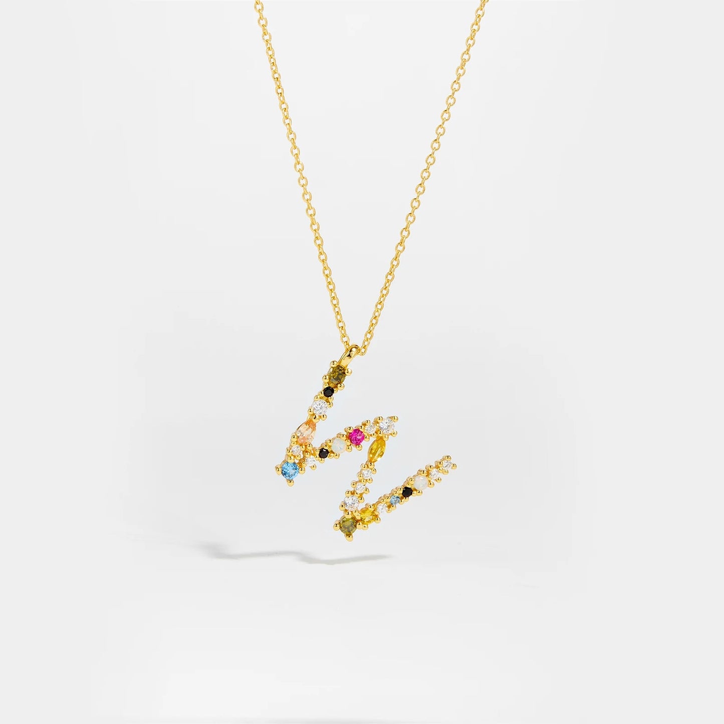 925 Sterling Silver Gold Letter M Pendant Initial F Alphabet Necklace Monogram Opals 2020 Women Accessories Jewelry - LEIDAI