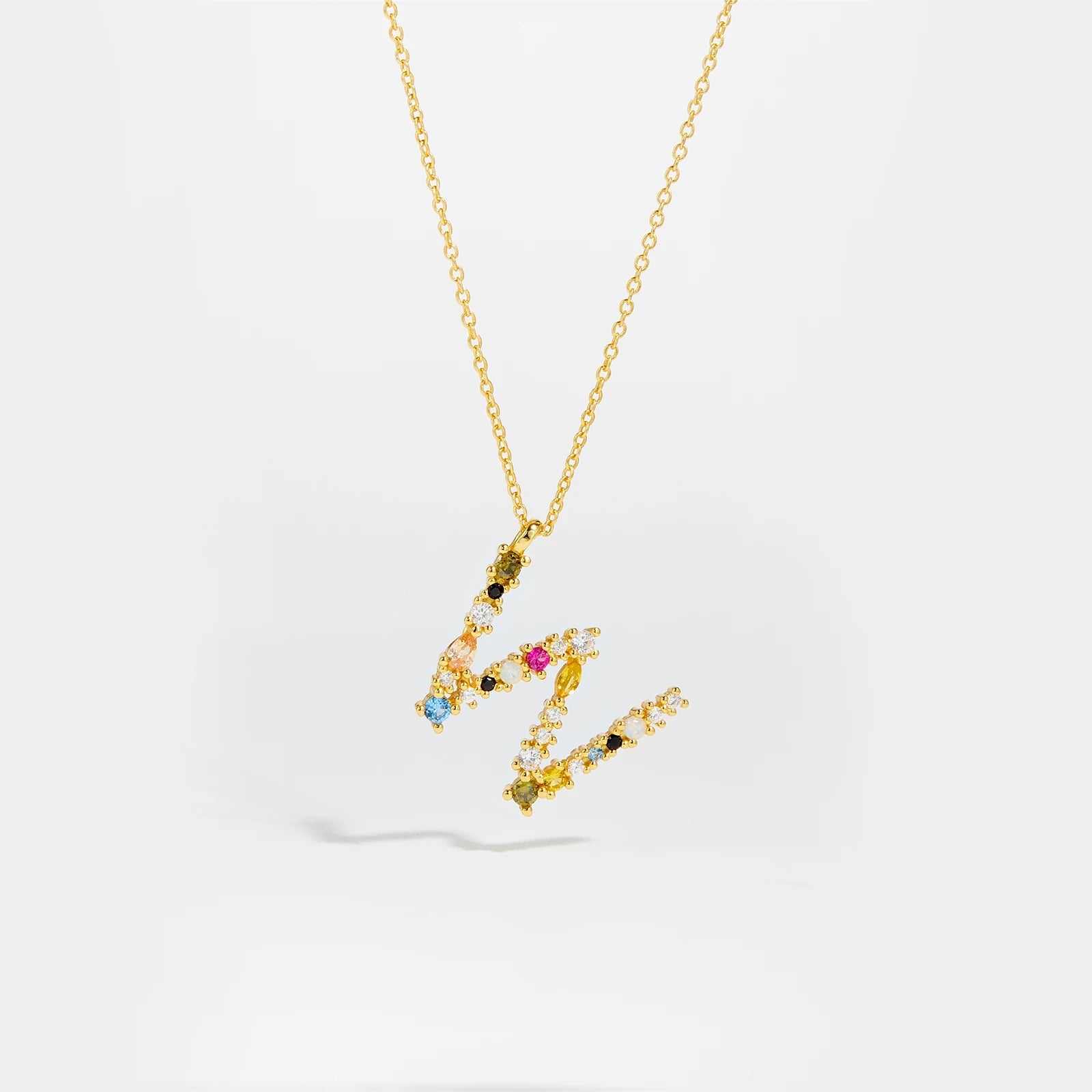 925 Sterling Silver Gold Letter M Pendant Initial F Alphabet Necklace Monogram Opals 2020 Women Accessories Jewelry - LEIDAI
