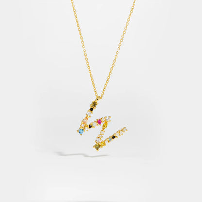 925 Sterling Silver Gold Letter M Pendant Initial F Alphabet Necklace Monogram Opals 2020 Women Accessories Jewelry - LEIDAI