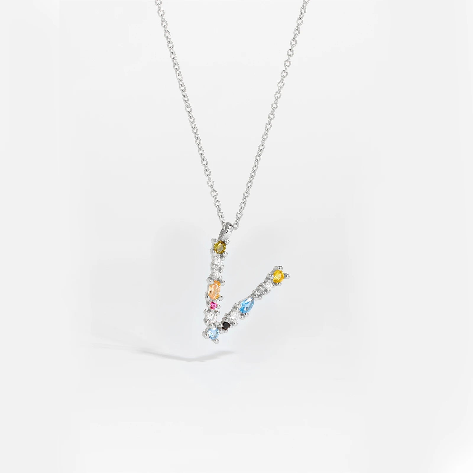 925 Sterling Silver Gold Letter M Pendant Initial F Alphabet Necklace Monogram Opals 2020 Women Accessories Jewelry - LEIDAI