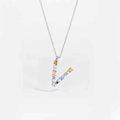925 Sterling Silver Gold Letter M Pendant Initial F Alphabet Necklace Monogram Opals 2020 Women Accessories Jewelry - LEIDAI