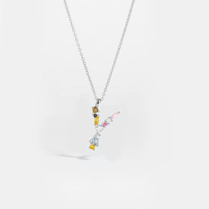 925 Sterling Silver Gold Letter M Pendant Initial F Alphabet Necklace Monogram Opals 2020 Women Accessories Jewelry - LEIDAI