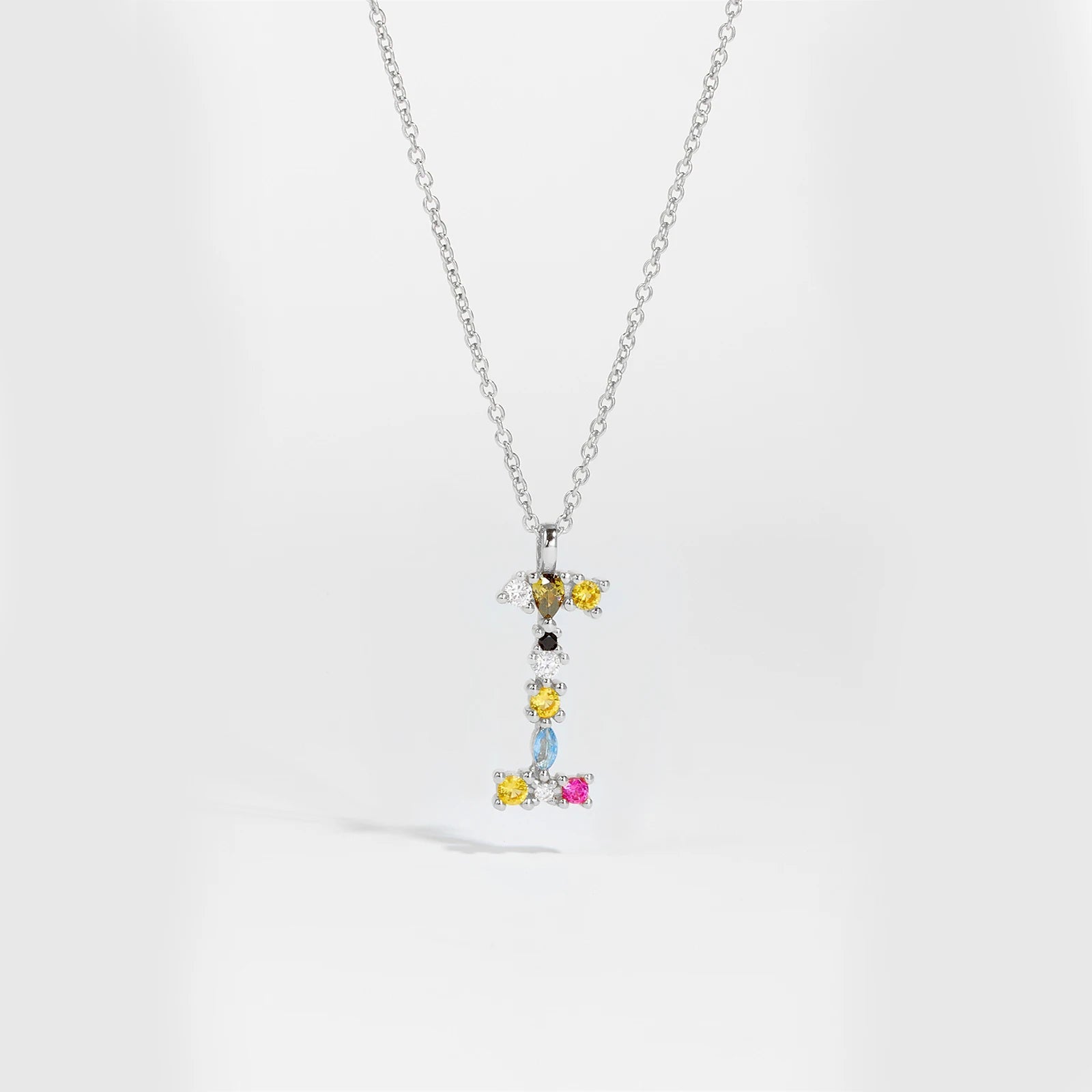 925 Sterling Silver Gold Letter M Pendant Initial F Alphabet Necklace Monogram Opals 2020 Women Accessories Jewelry - LEIDAI