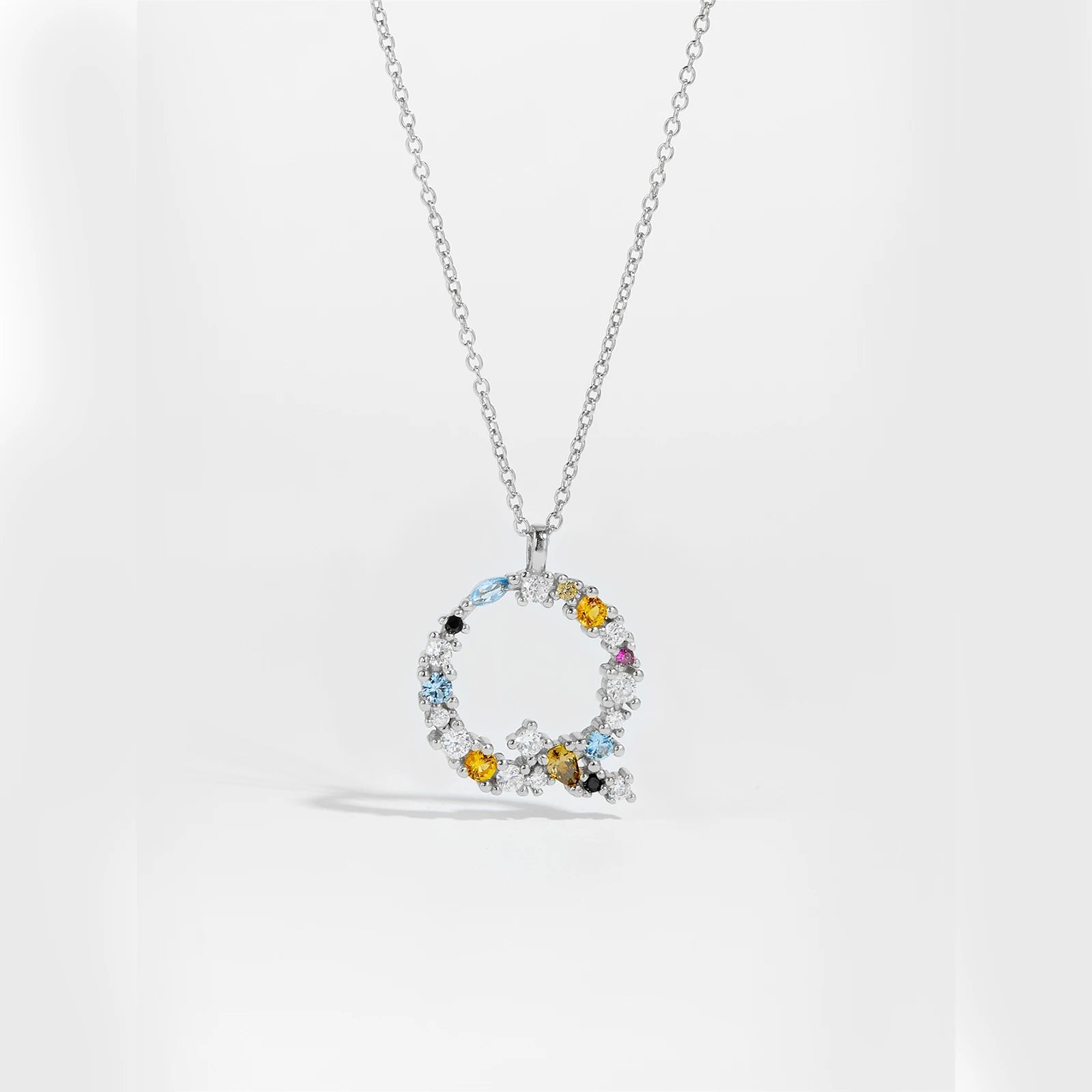 925 Sterling Silver Gold Letter M Pendant Initial F Alphabet Necklace Monogram Opals 2020 Women Accessories Jewelry - LEIDAI