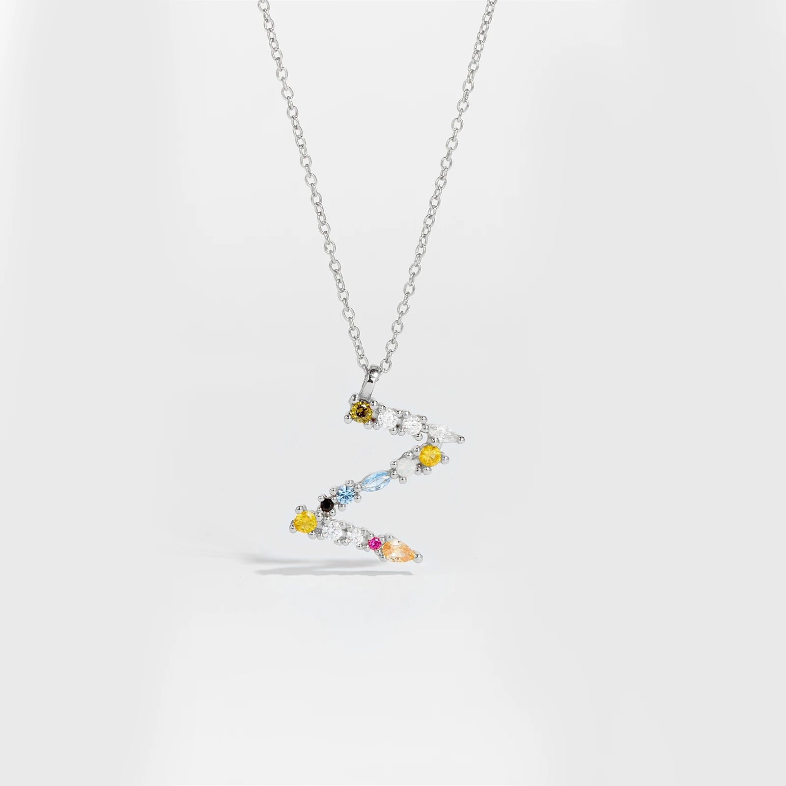 925 Sterling Silver Gold Letter M Pendant Initial F Alphabet Necklace Monogram Opals 2020 Women Accessories Jewelry - LEIDAI