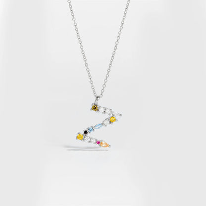 925 Sterling Silver Gold Letter M Pendant Initial F Alphabet Necklace Monogram Opals 2020 Women Accessories Jewelry - LEIDAI