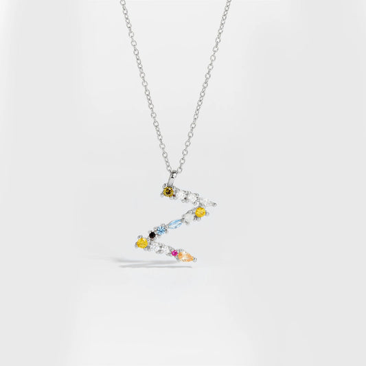 925 Sterling Silver Gold Letter M Pendant Initial F Alphabet Necklace Monogram Opals 2020 Women Accessories Jewelry - LEIDAI