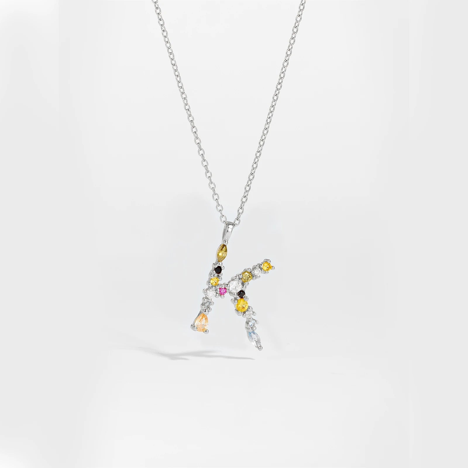 925 Sterling Silver Gold Letter M Pendant Initial F Alphabet Necklace Monogram Opals 2020 Women Accessories Jewelry - LEIDAI