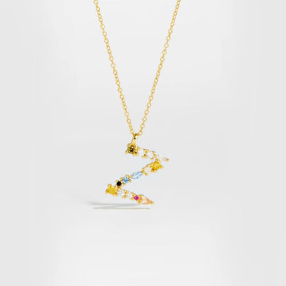 925 Sterling Silver Gold Letter M Pendant Initial F Alphabet Necklace Monogram Opals 2020 Women Accessories Jewelry - LEIDAI
