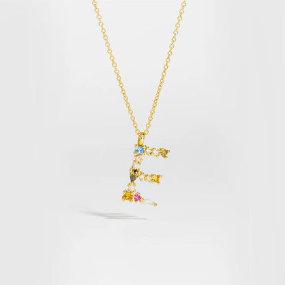 925 Sterling Silver Gold Letter M Pendant Initial F Alphabet Necklace Monogram Opals 2020 Women Accessories Jewelry - LEIDAI