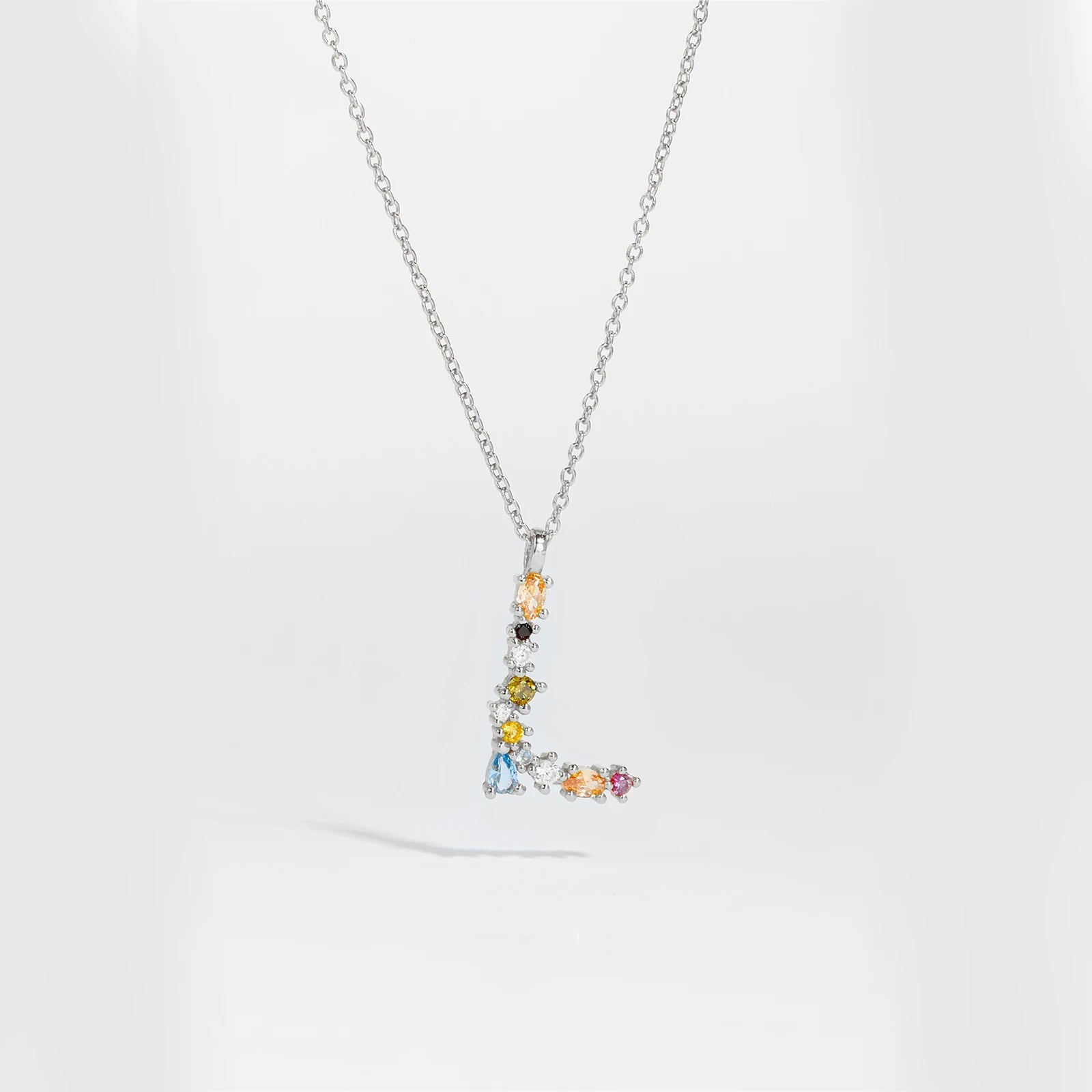 925 Sterling Silver Gold Letter M Pendant Initial F Alphabet Necklace Monogram Opals 2020 Women Accessories Jewelry - LEIDAI
