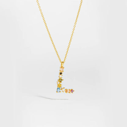 925 Sterling Silver Gold Letter M Pendant Initial F Alphabet Necklace Monogram Opals 2020 Women Accessories Jewelry - LEIDAI