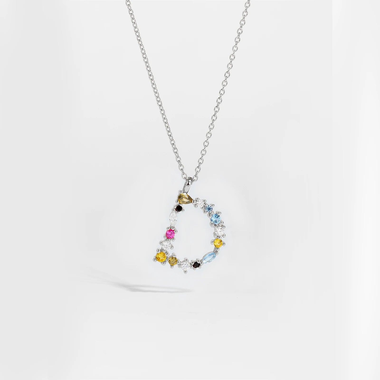 925 Sterling Silver Gold Letter M Pendant Initial F Alphabet Necklace Monogram Opals 2020 Women Accessories Jewelry - LEIDAI