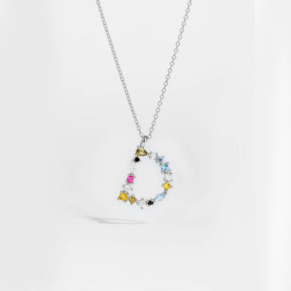 925 Sterling Silver Gold Letter M Pendant Initial F Alphabet Necklace Monogram Opals 2020 Women Accessories Jewelry - LEIDAI