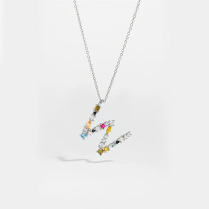 925 Sterling Silver Gold Letter M Pendant Initial F Alphabet Necklace Monogram Opals 2020 Women Accessories Jewelry - LEIDAI
