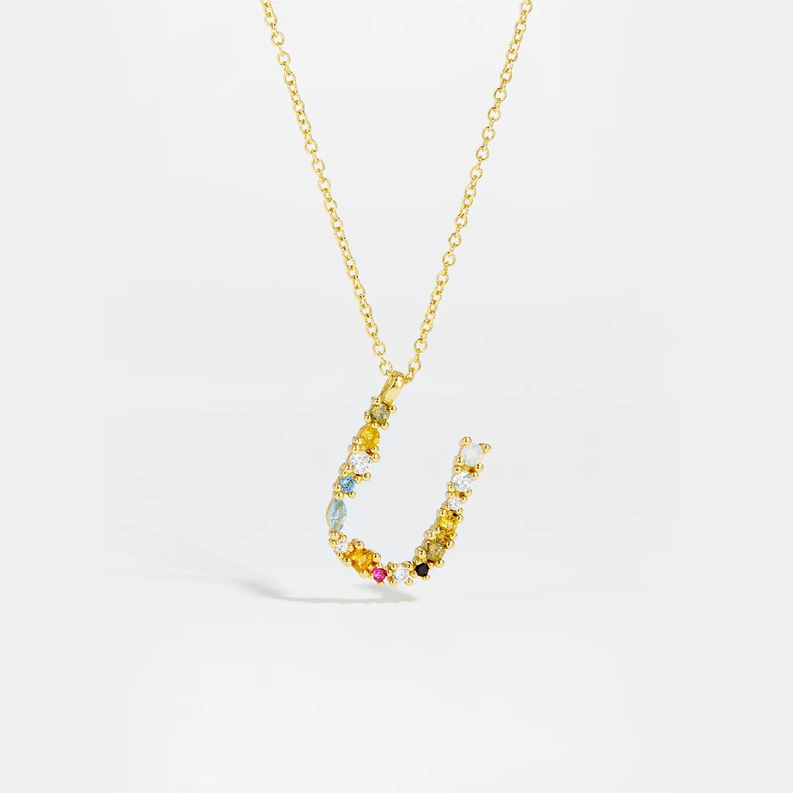 925 Sterling Silver Gold Letter M Pendant Initial F Alphabet Necklace Monogram Opals 2020 Women Accessories Jewelry - LEIDAI