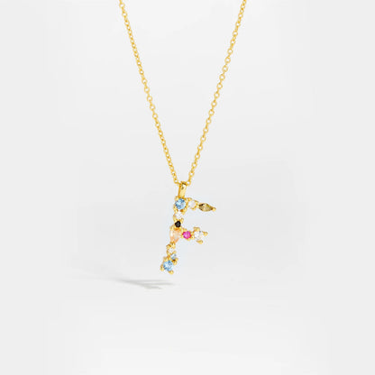 925 Sterling Silver Gold Letter M Pendant Initial F Alphabet Necklace Monogram Opals 2020 Women Accessories Jewelry - LEIDAI