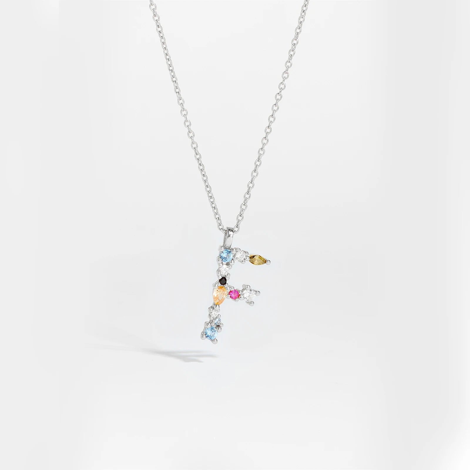 925 Sterling Silver Gold Letter M Pendant Initial F Alphabet Necklace Monogram Opals 2020 Women Accessories Jewelry - LEIDAI