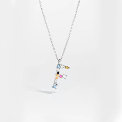 925 Sterling Silver Gold Letter M Pendant Initial F Alphabet Necklace Monogram Opals 2020 Women Accessories Jewelry - LEIDAI