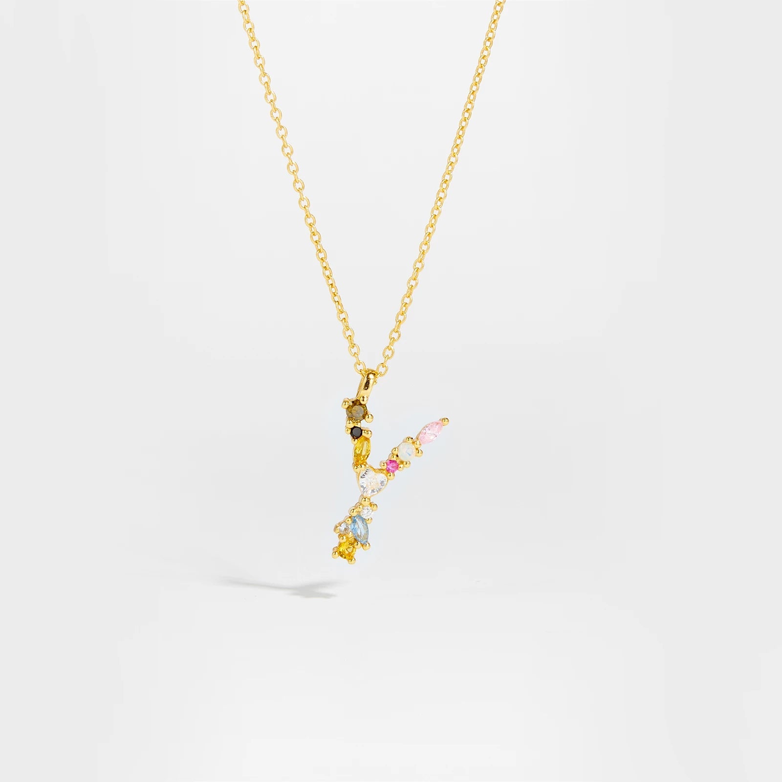 925 Sterling Silver Gold Letter M Pendant Initial F Alphabet Necklace Monogram Opals 2020 Women Accessories Jewelry - LEIDAI
