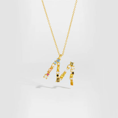 925 Sterling Silver Gold Letter M Pendant Initial F Alphabet Necklace Monogram Opals 2020 Women Accessories Jewelry - LEIDAI