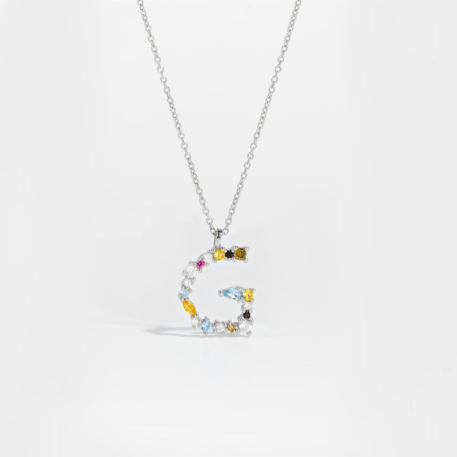 925 Sterling Silver Gold Letter M Pendant Initial F Alphabet Necklace Monogram Opals 2020 Women Accessories Jewelry - LEIDAI