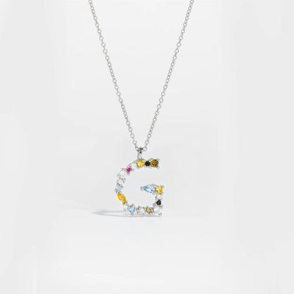 925 Sterling Silver Gold Letter M Pendant Initial F Alphabet Necklace Monogram Opals 2020 Women Accessories Jewelry - LEIDAI