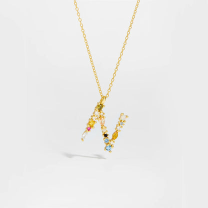 925 Sterling Silver Gold Letter M Pendant Initial F Alphabet Necklace Monogram Opals 2020 Women Accessories Jewelry - LEIDAI