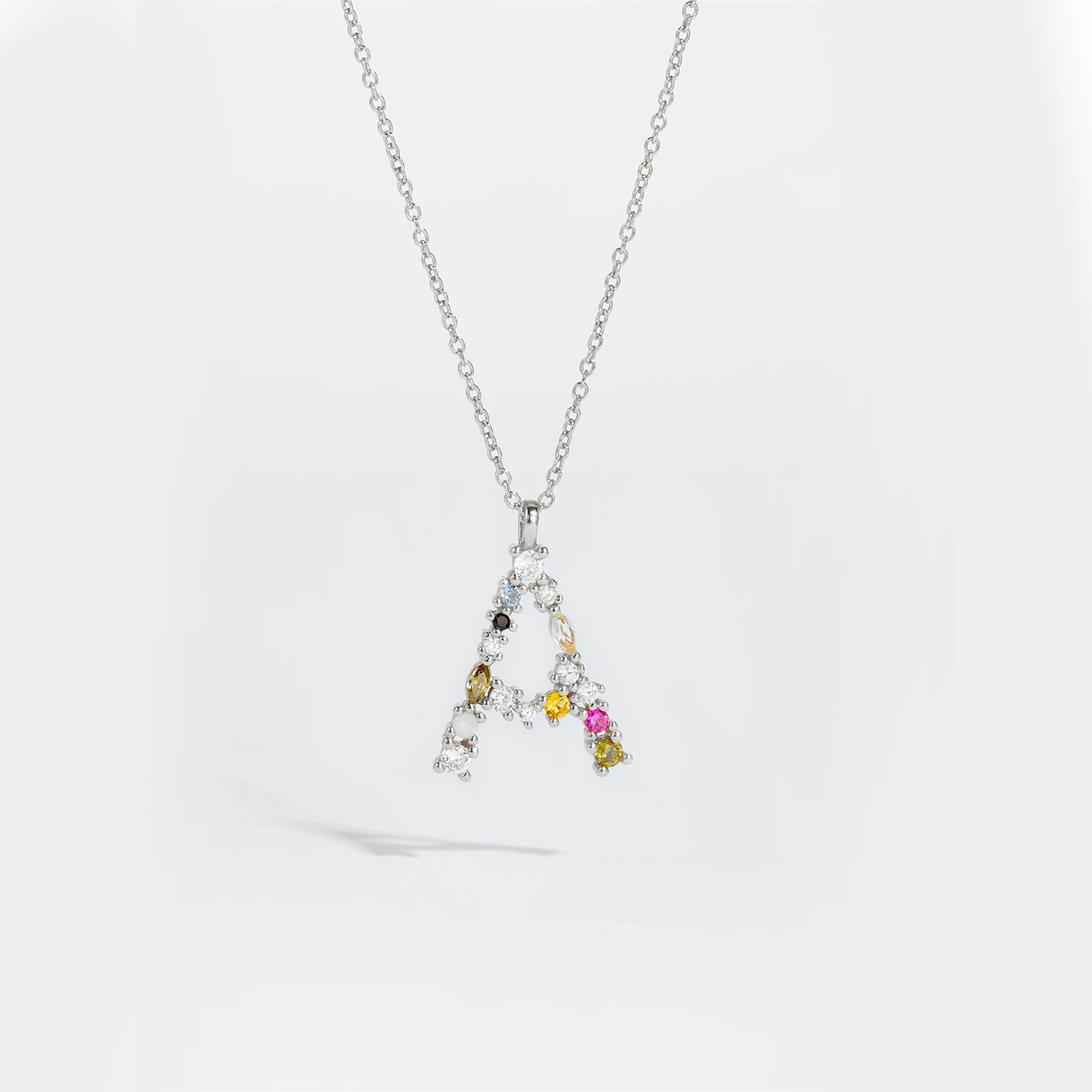 925 Sterling Silver Gold Letter M Pendant Initial F Alphabet Necklace Monogram Opals 2020 Women Accessories Jewelry - LEIDAI