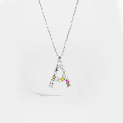 925 Sterling Silver Gold Letter M Pendant Initial F Alphabet Necklace Monogram Opals 2020 Women Accessories Jewelry - LEIDAI
