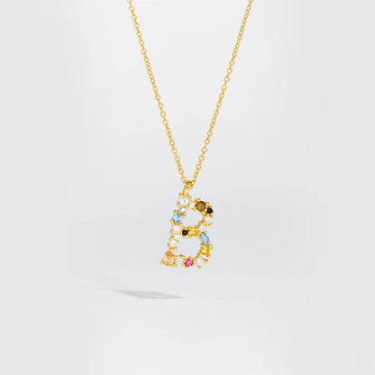 925 Sterling Silver Gold Letter M Pendant Initial F Alphabet Necklace Monogram Opals 2020 Women Accessories Jewelry - LEIDAI