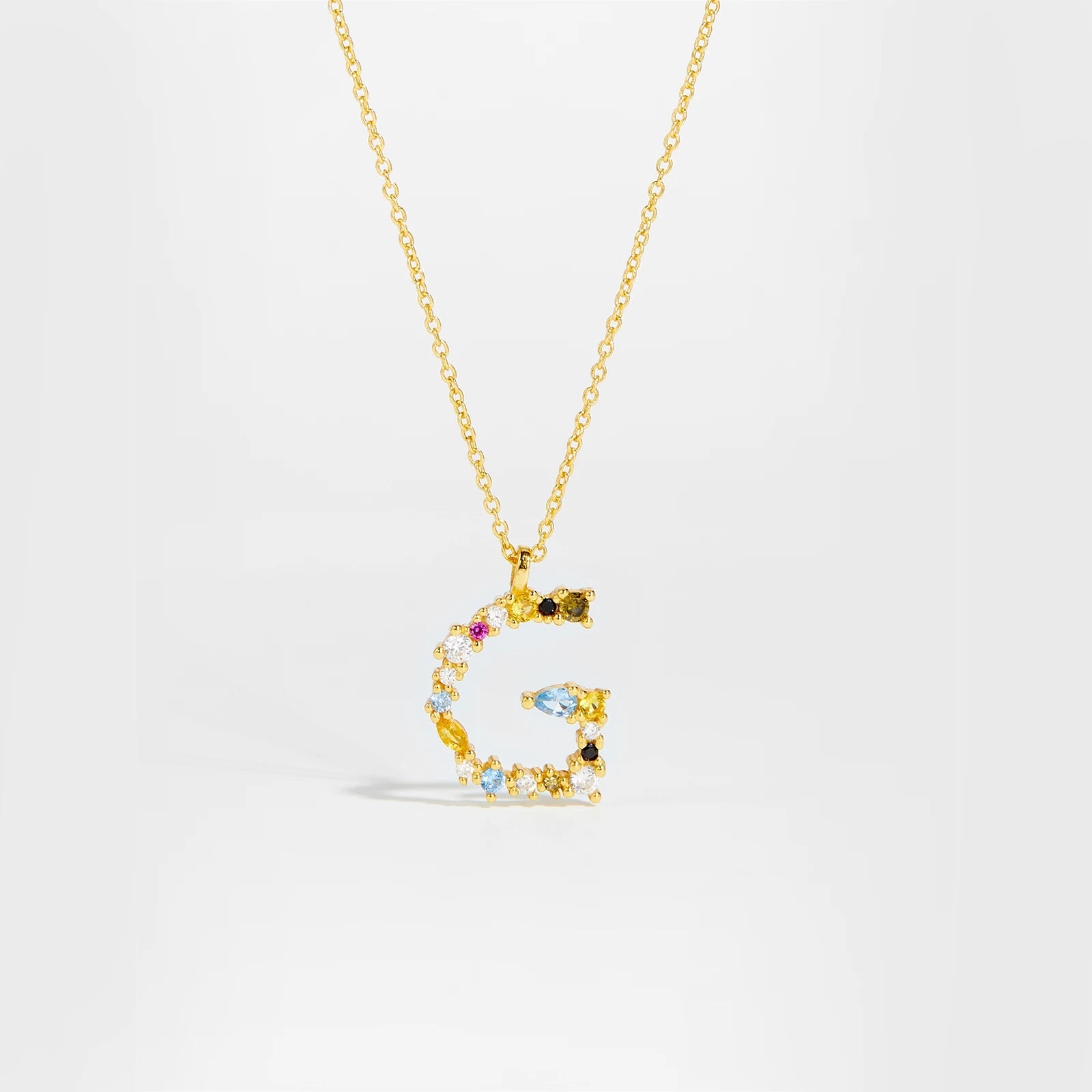 925 Sterling Silver Gold Letter M Pendant Initial F Alphabet Necklace Monogram Opals 2020 Women Accessories Jewelry - LEIDAI