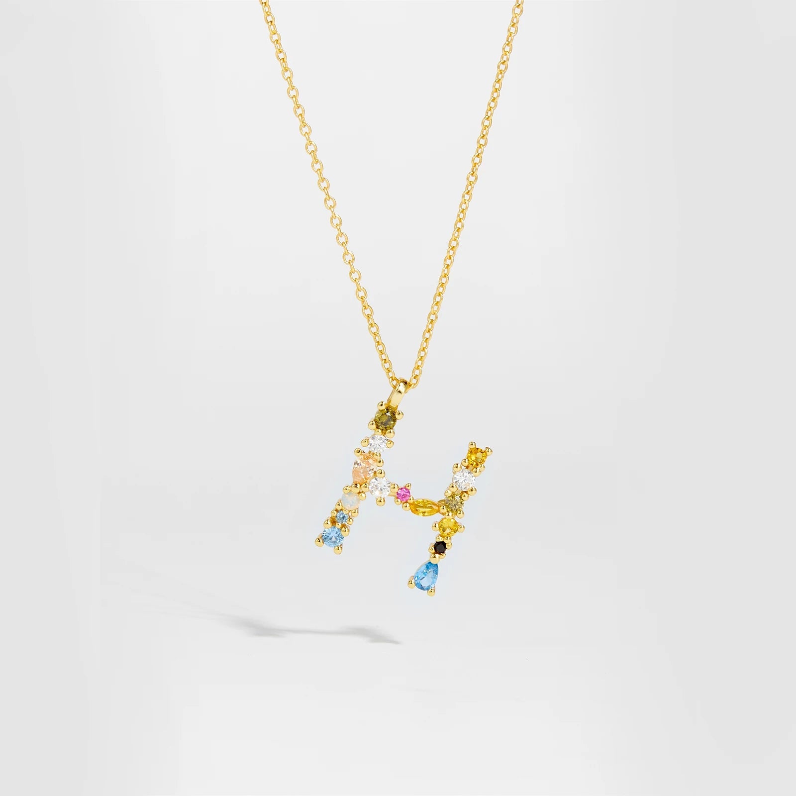 925 Sterling Silver Gold Letter M Pendant Initial F Alphabet Necklace Monogram Opals 2020 Women Accessories Jewelry - LEIDAI