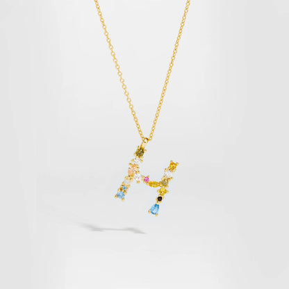 925 Sterling Silver Gold Letter M Pendant Initial F Alphabet Necklace Monogram Opals 2020 Women Accessories Jewelry - LEIDAI