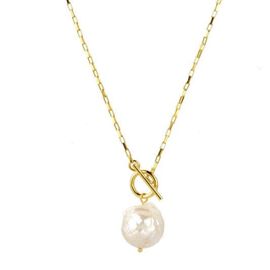 925 Sterling Silver Gold Long Chain Pearl Pendant Necklace Horoscope Jewelry 2020 Fashion Rock Punk Jewelry For Women - LEIDAI