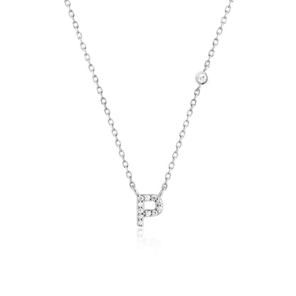 925 Sterling Silver Gold Small 26 Letters A - Z Zircon CZ Pendant Monogram Necklace Me 2020 Initial Alphabet M A Jewelry - LEIDAI