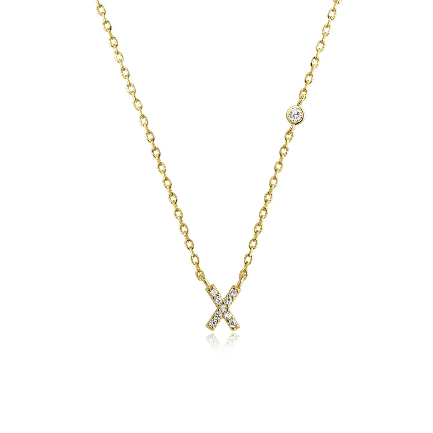 925 Sterling Silver Gold Small 26 Letters A - Z Zircon CZ Pendant Monogram Necklace Me 2020 Initial Alphabet M A Jewelry - LEIDAI