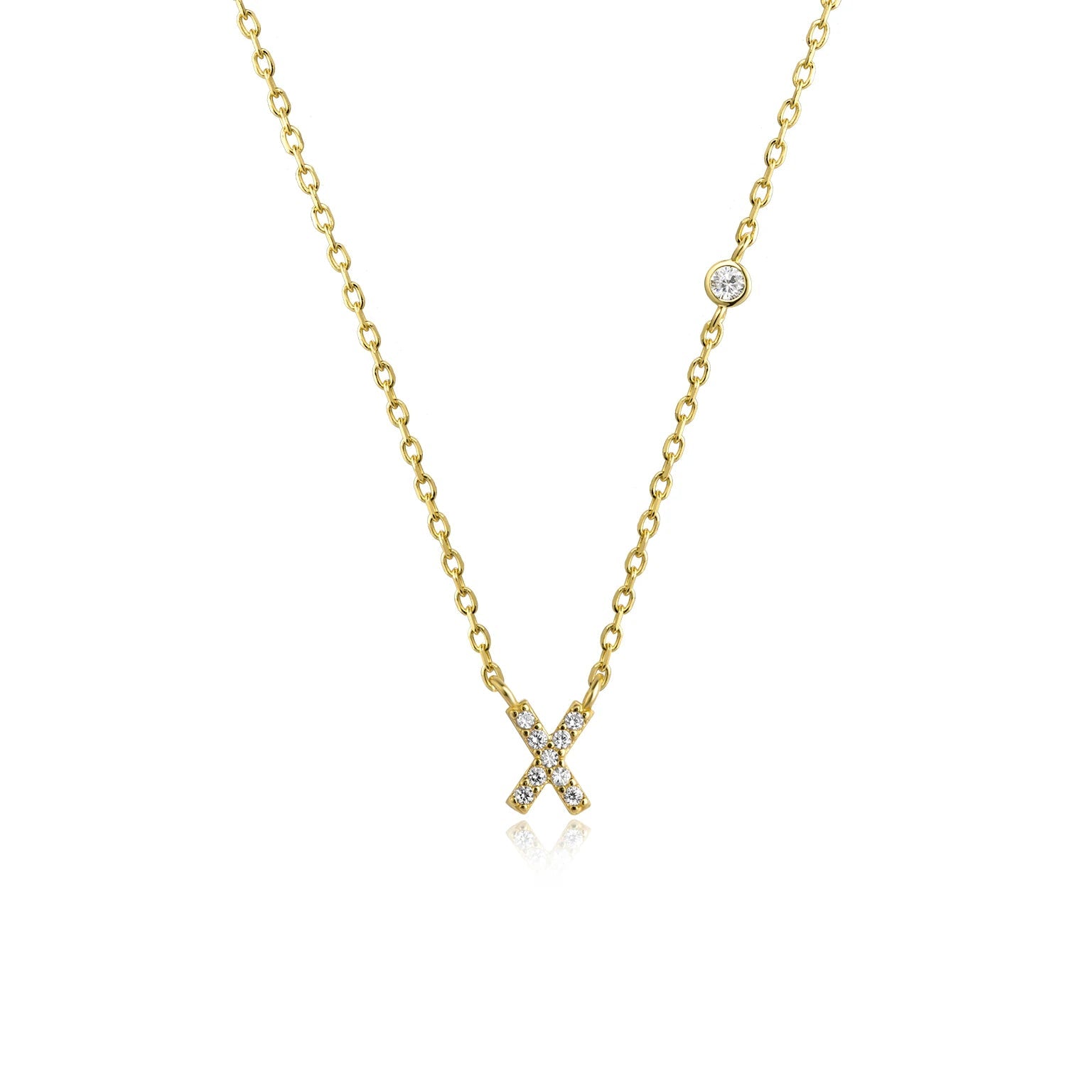 925 Sterling Silver Gold Small 26 Letters A - Z Zircon CZ Pendant Monogram Necklace Me 2020 Initial Alphabet M A Jewelry - LEIDAI