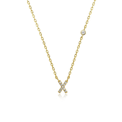 925 Sterling Silver Gold Small 26 Letters A - Z Zircon CZ Pendant Monogram Necklace Me 2020 Initial Alphabet M A Jewelry - LEIDAI