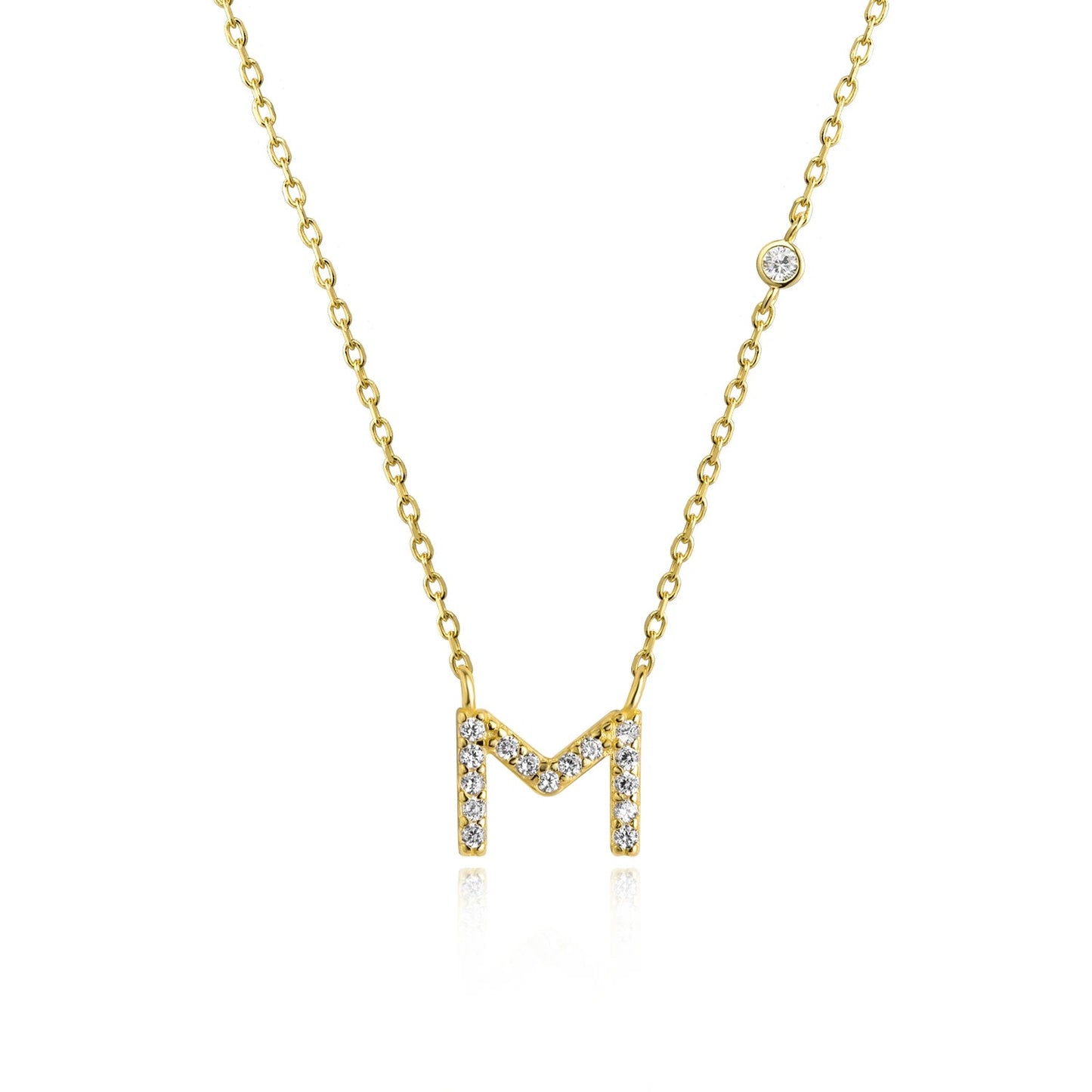 925 Sterling Silver Gold Small 26 Letters A - Z Zircon CZ Pendant Monogram Necklace Me 2020 Initial Alphabet M A Jewelry - LEIDAI